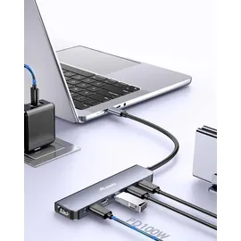 Equip Adapter USB-C->HDMI/3xUSB-C/USB PD 4k/ 60hz 0.25m Alu. - Adapter - Digital/Daten (133499)