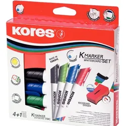 Kores Whiteboard-Marker Set, 4 Marker + Tafellöscher