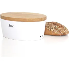 Continenta Brottopf mit Holzdeckel oval 30 cm weiß