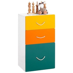 SoBuy Aufbewahrungsbox KMB72, Spielzeugtruhe Spielzeugkiste mit Deckel Kinder Spielzeugbox Schrank bunt|weiß