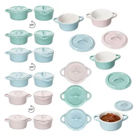 Mambocat Emilia Topf-Set 12-tlg. 4 x Mini-Cocotte rosa + 4 x Mini-Cocotte mint + 4 x Mini-Cocotte blau
