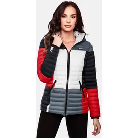 Navahoo Damen, Übergangsjacke Colorblocking leichte Steppjacke mit Kapuze Multikulti Multicolour French-Tricoloree Gr. M - M