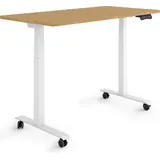 eSmart Germany EZX-132WBA 120x60cm Bambus Dekor Ergonomischer Steh-Sitz-Schreibtisch auf Rollen Stufenlos elektrisch höhenverstellbar 65,5-1...