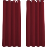 PONY DANCE Verdunkelungsvorhänge Kurz Wohnzimmer Gardinen mit Ösen 2er Set Thermo Vorhänge gegen Kälte und Hitze Blackout Curtains for Bedroom, H 175 x B 140 cm, Rot