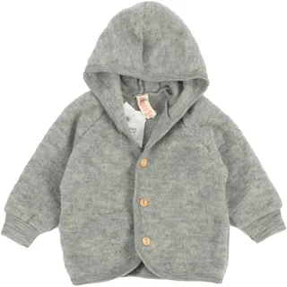 Engel Baby Jacke mit Kapuze Wollfleece, Hellgrau Melange, 74/80 - 74-80