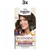 3x Poly Palette Vital Color Haarfarbe 5-0 Mittelbraun - 100 % Grauabdeckung