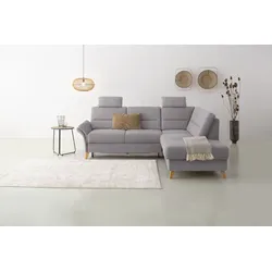 Ecksofa HOME AFFAIRE "Westerland L-Form", silber, B:238cm H:90cm T:213cm, 100% Polyester, Sofas, Federkern-Polsterung, wahlweise mit Bettfunktion, Bettkasten