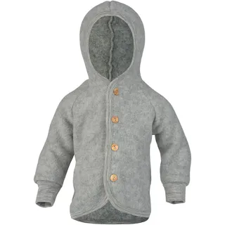 Engel Baby Jacke mit Kapuze Wollfleece, Hellgrau Melange, 50/56 - 50-56