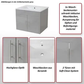 MCW Waschbecken + Unterschrank MCW-D16, Waschbecken Waschtisch, MVG-zertifiziert, hochglanz schwarz