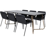 ebuy24 PippiCO Essgruppe Esstisch schwarz und 6 Tvist Esszimmerstühle PU Kunstleder schwarz.