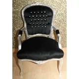 Casa Padrino Barock Salon Stuhl Schwarz / Silber mit Bling Bling Glitzersteinen