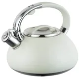 Luckyberg Moderne Wasserkessel Induktion Pfeifkessel aus Edelstahl, Teekessel für alle Kochplatten, Flötenkessel, Wasserkocher für Tee Kaffee, ca 3L, (creme)