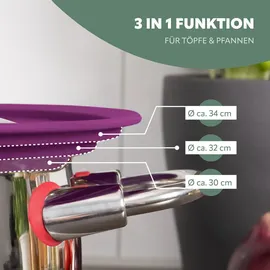 bremermann Universal-Glasdeckel Silikonrand, 30/32/34 cm, groß Lila,