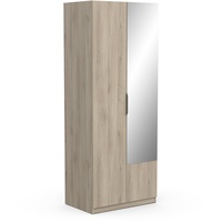Demeyere Schrank mit Spiegel & Kleiderschrank 2 Türen, 1 Moderne Nische – Farbe Eiche Kronberg – 79,4 x 203 cm, Holzwerkstoff