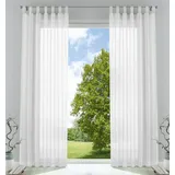 Gardinenbox 2er-Pack Gardinen Transparent Vorhang Set Wohnzimmer Voile Schlaufenschal mit Bleibandabschluß HxB 225x140 cm Weiß,