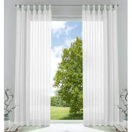 Gardinenbox 2er-Pack Gardinen Transparent Vorhang Set Wohnzimmer Voile Schlaufenschal mit Bleibandabschluß HxB 225x140 cm Weiß,