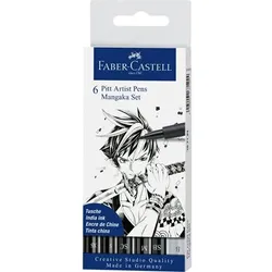 FABER-CASTELL 167124, Schwarz, Schwarz, Tinte auf Pigmentbasis, Papier, 6 Stück(