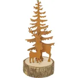Trendline Deko Baum mit Rentier 6,5 x 6,5 x 16,5 cm braun Figur