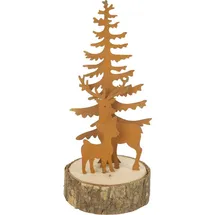 Trendline Deko Baum mit Rentier 6,5 x 6,5 x 16,5 cm braun Figur