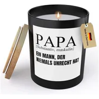 22Feels Duftkerze Deko Papa Geschenk Vater Vatertag Geburtstag Weihnachten Männer Spruch, MADE IN GERMANY, Europäisches Sojawachs, Handgegossen schwarz