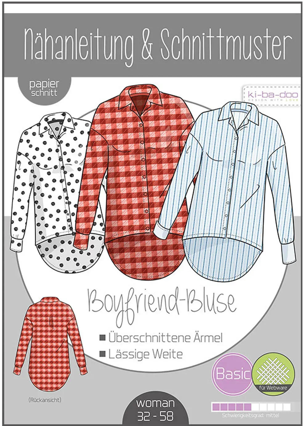 Kibadoo Papierschnittmuster Boyfriend Bluse