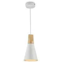 Licht-Erlebnisse Pendelleuchte ELINA Weiß Natur Metall Holz 1x E27