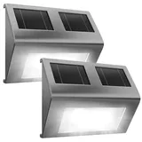 monzana Solarleuchte Edelstahl 2er Set 2,5 cm Dämmerungssensor IP65 silber