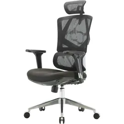 SIHOO Bürostuhl Schreibtischstuhl ergonomisch, Lordosenstütze hohe Rückenlehne 3D-Armlehnen ~ gepolstert schwarz