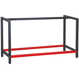 Wiltec Werkbank Gestell 150 x 57 cm, aus Stahl, Werkbankgestell in Anthrazit Rot, Tischgestell max. 200 kg als Werkbank, Arbeitstisch & Sideboard