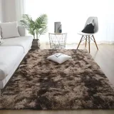 XUEDNGM Waschbarer Teppich Shaggy Teppich 110 x 190 cm Pflegeleicht Und Einfarbig, Weich Modern Unifarben Hochflor Waschbarer Teppich rutschfest Fellteppich für Wohnzimmer, Schlafzimmer, Braun