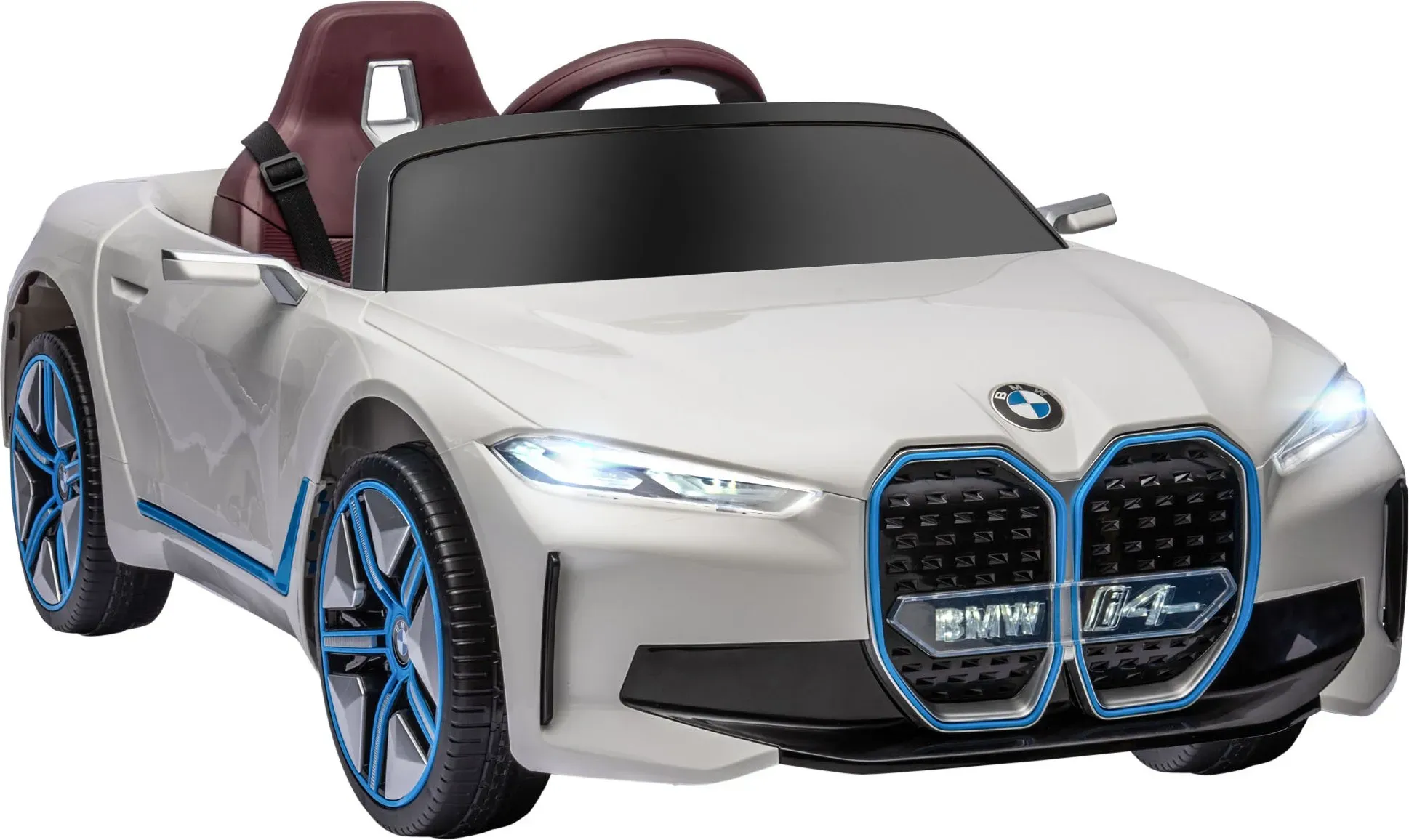 HOMCOM Kinder Elektroauto BMW mit Fernbedienung, tragbarer Batterie, Scheinwerfer, MP3-Player, Sicherheitsgurt, 3-5 km/h für Kinder 3-5 Jahre, Weiß   Aosom.de