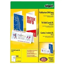 Sigel Faltkarten DIN lang blanko DP810 50 Stück weiß, 22x11 cm