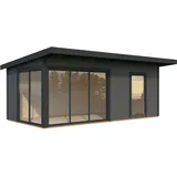 Palmako Gartenhaus Andrea 17,1 m2 mit Schiebetür - 44 mm dunkelgrau/anthrazit lackiert