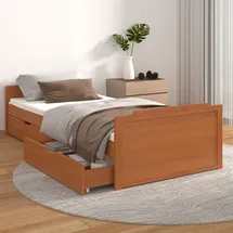 vidaXL Massivholzbett 90 x 200 cm Honigbraun