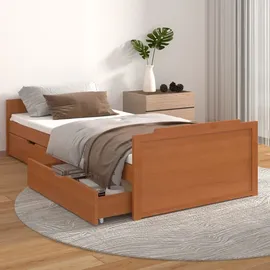 vidaXL Massivholzbett 90 x 200 cm Honigbraun