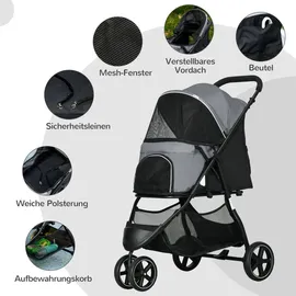 PawHut Hundebuggy onesize Grau