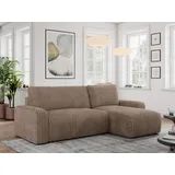 MKS Meble Cord Sofa, Cord Couch, Sofa L-Form mit Schlaffunktion und Bettkasten, Schlafsofa Cord, Ecksofa, Eckcouch, Couchgarnitur Ecke Bettcouch - Argos - Br... - Braun