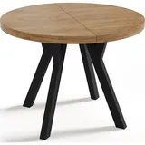 WFL GROUP Esstisch, Eiche Wotan, Rund,Rund, 100x76x100 cm, Esszimmer, Tische, Esstische
