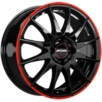 Ronal R54 7x16 ET25 4x108 65,1, jetblack-red rim