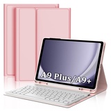 FOGARI Tastatur Hülle für Samsung Galaxy Tab A9 Plus 2023 11 Zoll Tablet - Tastatur für Samsung Galaxy Tab A9+ 11 Zoll,Schutzhülle mit Pencil Halter, Abnehmbarer Tastatur QWERTZ Layout - Rosa