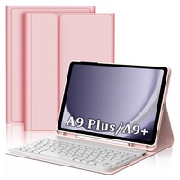FOGARI Tastatur Hülle für Samsung Galaxy Tab A9 Plus 2023 11 Zoll Tablet - Tastatur für Samsung Galaxy Tab A9+ 11 Zoll,Schutzhülle mit Pencil Halter, Abnehmbarer Tastatur QWERTZ Layout - Rosa