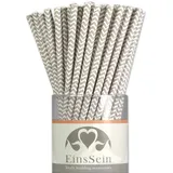 EinsSein 25x Papierstrohhalme Wave Silber Hochzeit Party Geburtstag Strohhalme Trinkhalme Cake Pops Sticks und Candy Bar-Zubehör Stiele Papier Pappgeschirr Straws