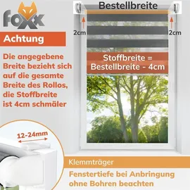 Foxx Doppelrollo Klemmfix 110 x 140 cm grau