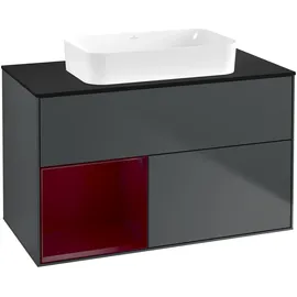 Villeroy & Boch Finion Waschtischunterschrank F652HBHG 100x60,3x50,1cm, Regal links Peony, Midnight Blue Matt Lacquer