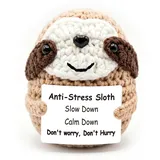 Smlper Positive Geschenke Faultier, Pocket Hug Glücksbringer Sloth Kuscheltier, Gehäkelte Anti Stress Geschenk, Emotional Support Geschenk zum Mutmacher Aufmunterung Sorgenfresser für Junge Mädchen