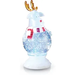 LED Weihnachtsdeko RGB Farbwechsel Schneekugel Rentier Effektleuchte Tischlampe, LxBxH 14x14x26 cm