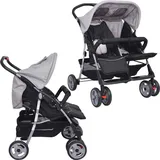 vidaXL Zwillingsbuggy grau und schwarz
