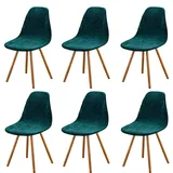 Highdi Stuhlhussen 6er Set, Strech Samt Stuhlhussen Skandinavisch Grün Abnehmbare Universal Stuhlbezug Waschbarer Chair Cover Stuhlabdeckung Elegante Esszimmer