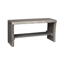Massivmoebel24 Schuhbank Akazie 81 x 30 x 40 cm grau lackiert / grau