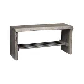 Massivmoebel24 Schuhbank Akazie 81 x 30 x 40 cm grau lackiert / grau
